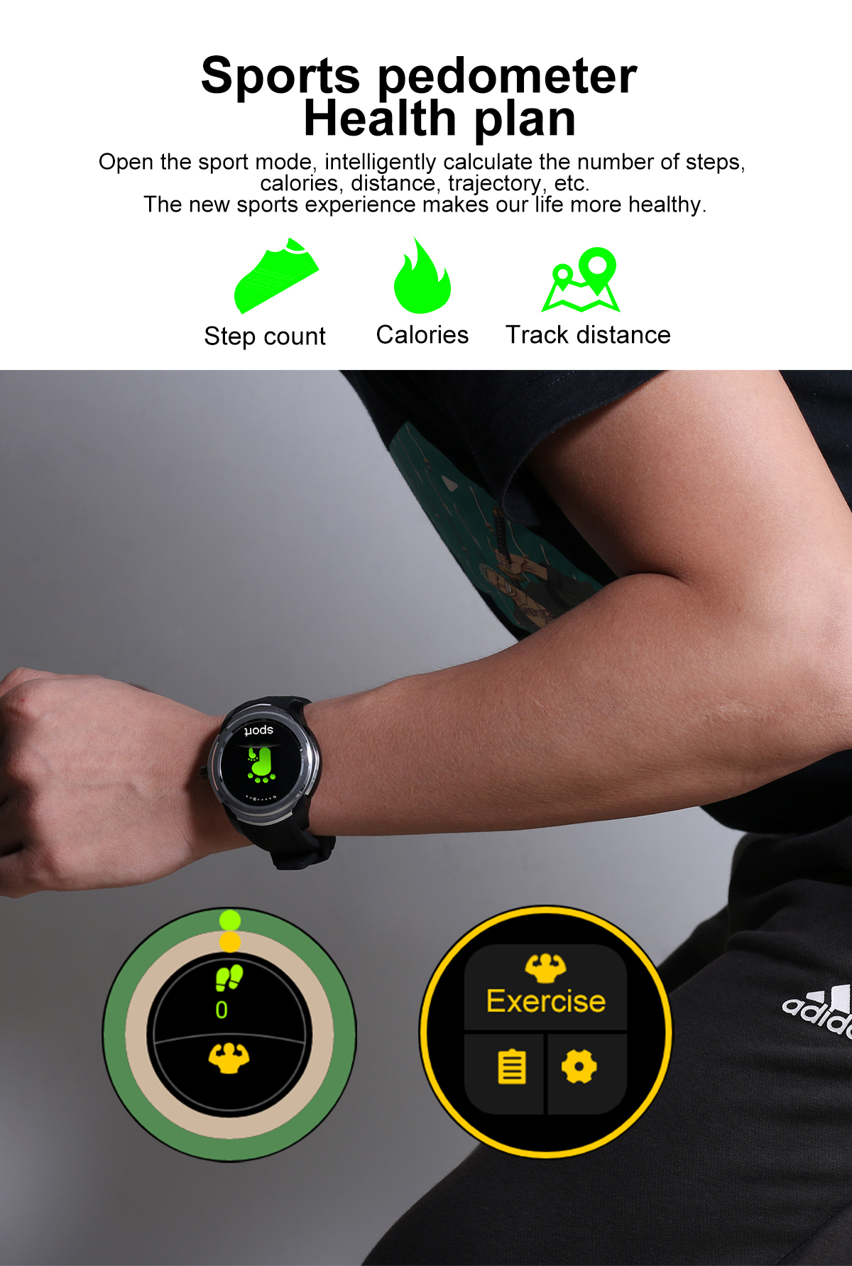 Bakeey C1 1.3inch 512MB 8GB GPS Heart Rate Monitor Pedometer bluetooth Smart Watch For iPhone X 8/8P