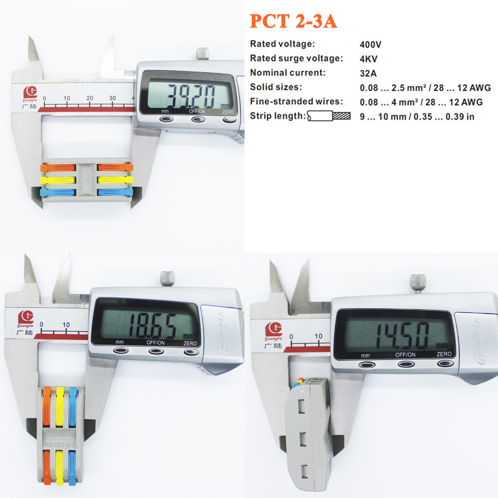 PCT-3 3Pin Colorful Docking Connector Electrical Connectors Wire Terminal Block Universal Electrical Wire Connector 