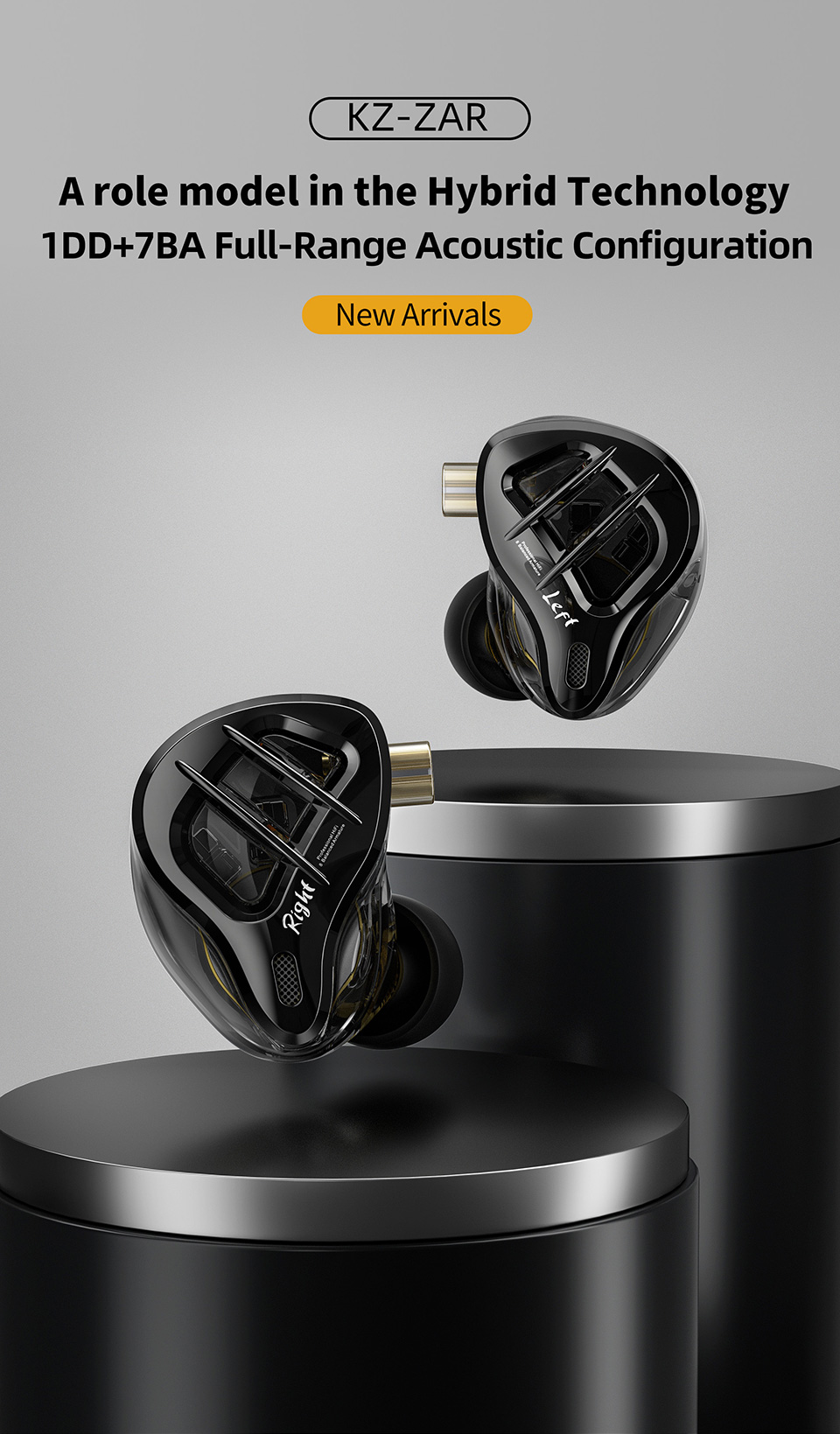 KZ ZAR Earphone Wired Earbuds 16 Drivers 1DD+7BA Balanced Armature In-ear Monitor HiFi Earphone 3.5mm Wired Earbuds