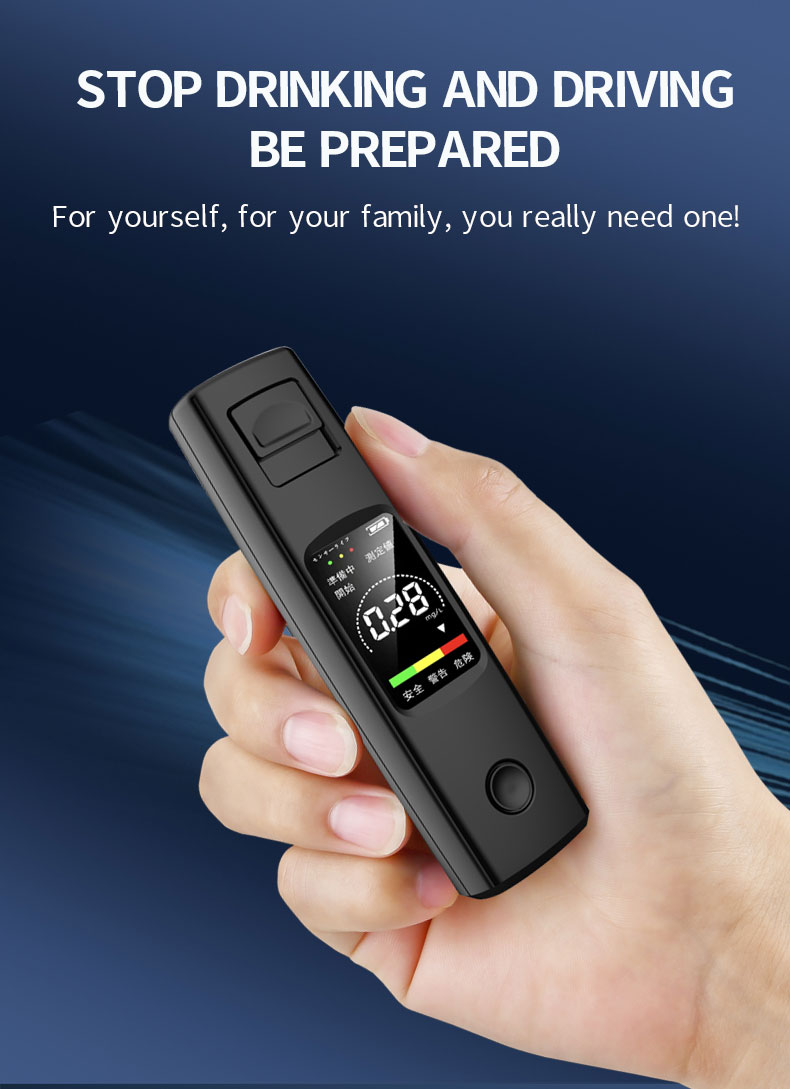 A20 Portable Alcohol Tester High Sensitivity Breathalyzer HD Display Non-contact Type-C Charging 200mAh Battery