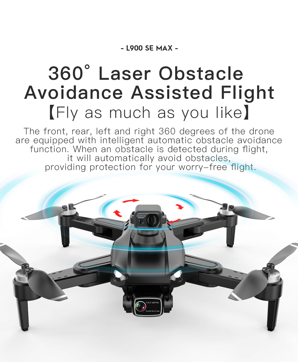 LYZRC L900 Pro SE MAX 5G WIFI FPV GPS with 4K HD Camera True 1080P Wide-angle  360° Obstacle Avoidance Brushless RC Drone Quadcopter RTF