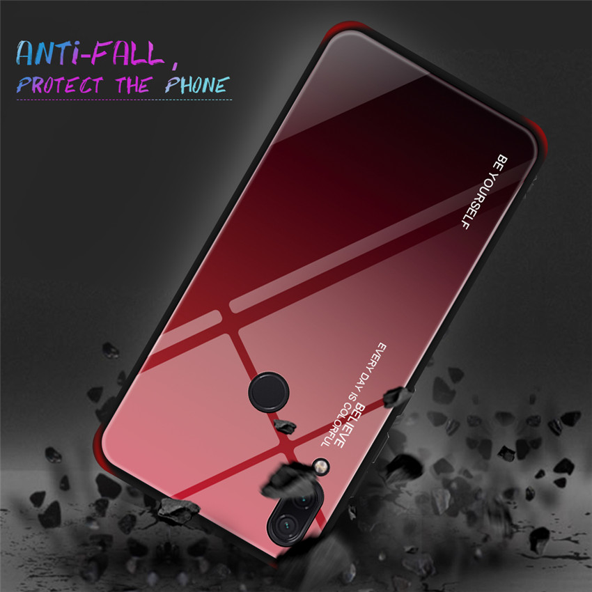 Bakeey™ Gradient Color Tempered Glass + Soft TPU Back Cover Protective Case for Xiaomi Redmi Note 7 / Note 7 Pro Non-original