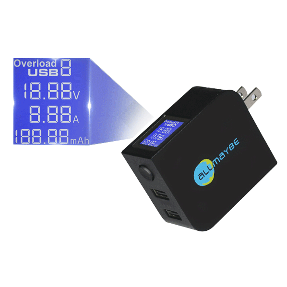 

Allmaybe EU2-ST LCD Экран 2-портовый USB-выходное интеллектуальное портативное Мини USB зарядное устройство с быстрой скоростью Настенное зарядное ус