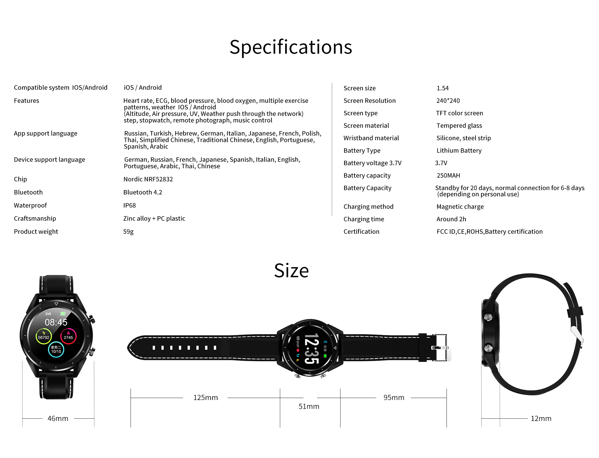 DT NO.1 DT28 1.54 Big Display Smart Watch ECG Monitor HR Blood Pressure Mobile Payment Watch 21