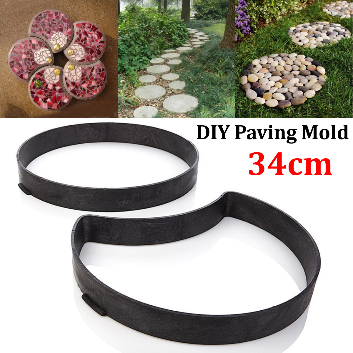 34cm DIY Plastic Mold Garden Path Pavement Make Mold Road Paving Cement Stone Mould Brick