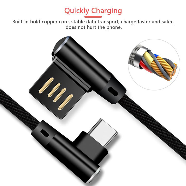 Bakeey 90 Degree Right Angle Braided Micro USB Charging Data Cable for Samsung Xiao Huawei