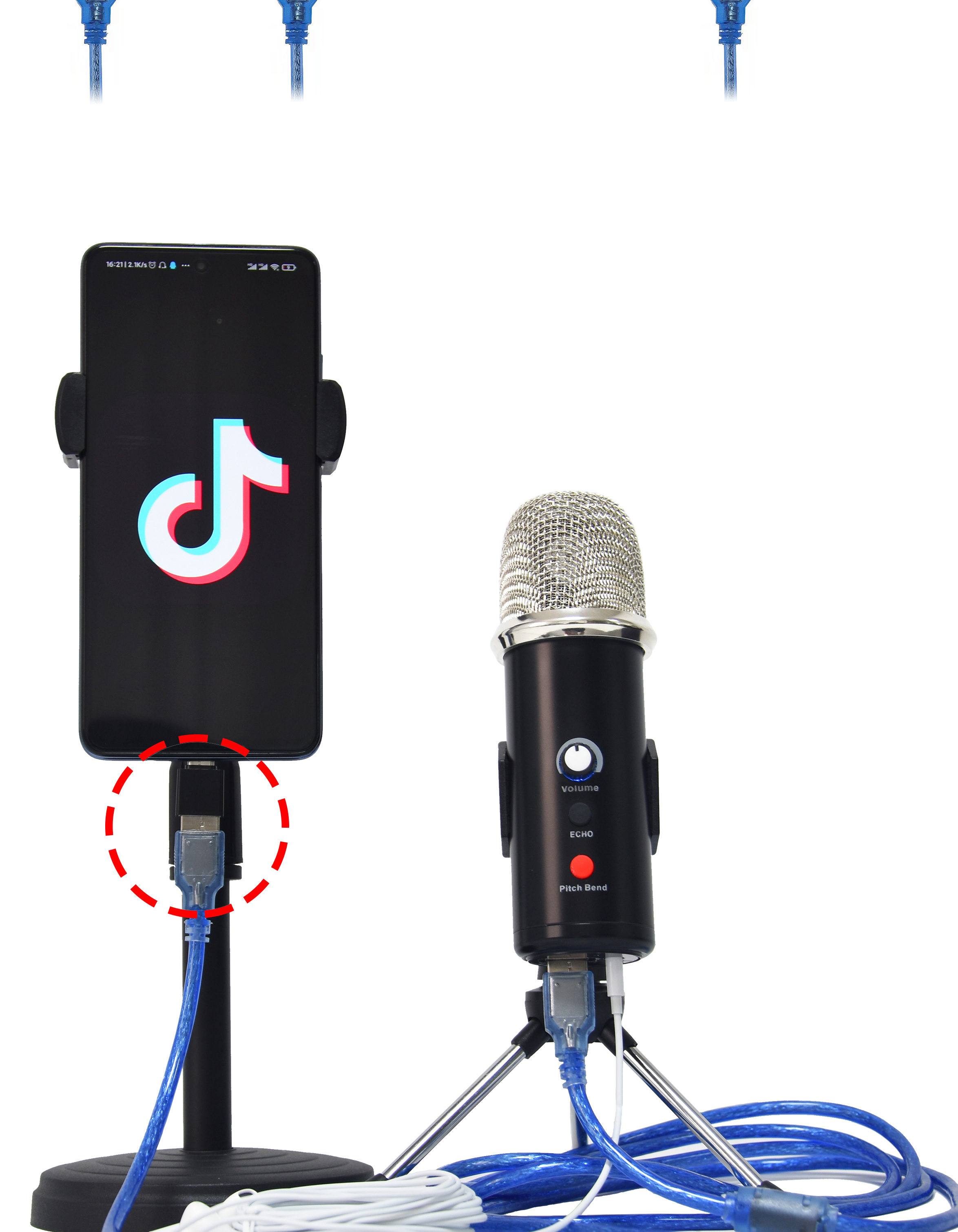 Studio Professional Condenser Microphone USB Microphone for Mobile Phone Video Recording Live Broadcast