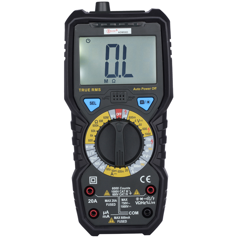 

BSIDE ADM08D 6000 Counts True RMS Digital Large LCD Multimeter with 1000V AC/DC Voltage Triode Duty Datio Test Temperature Measurement