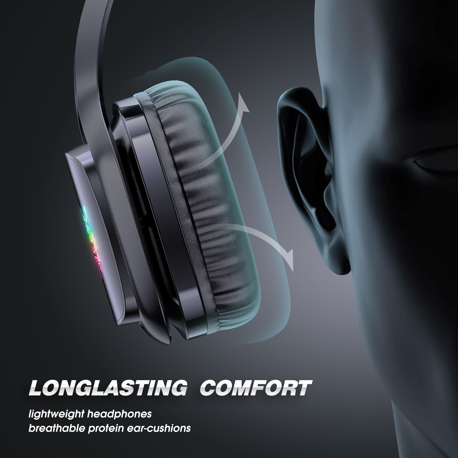 ONIKUMA X21 RGB Gaming Headset GB Light Stereo Noise Canceling Headphones with Mic Audio Adapter