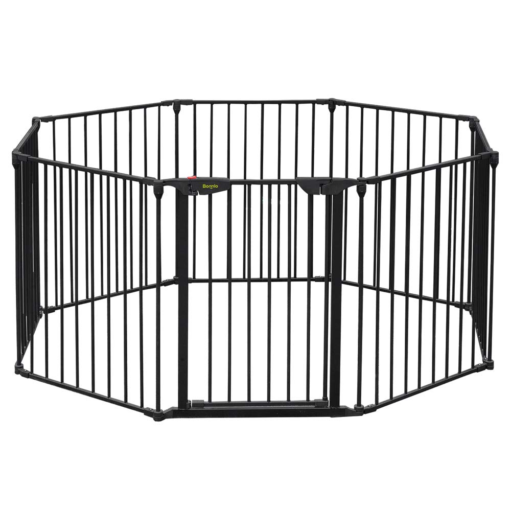 Comomy 198 inch Long Baby Gate, Extra Wide Baby Gate Play Yard 8 Panel Foldable Safety Gate for Pet Child Auto Close Baby Gate for Stairs Doorways Barriers, 30'' Tall, Black