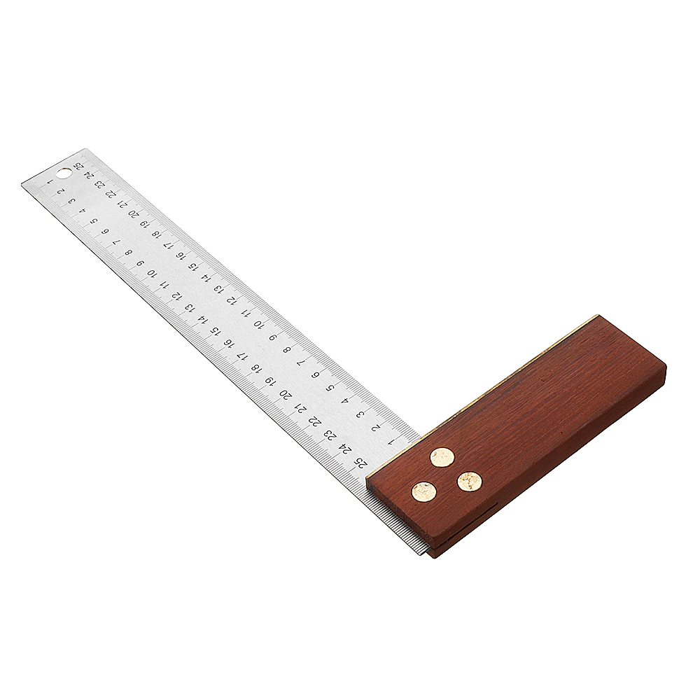 Drillpro 90 Degree Angle Ruler 300mm Stainless Steel Metric Marking Gauge Woodworking Square Wooden Base 10