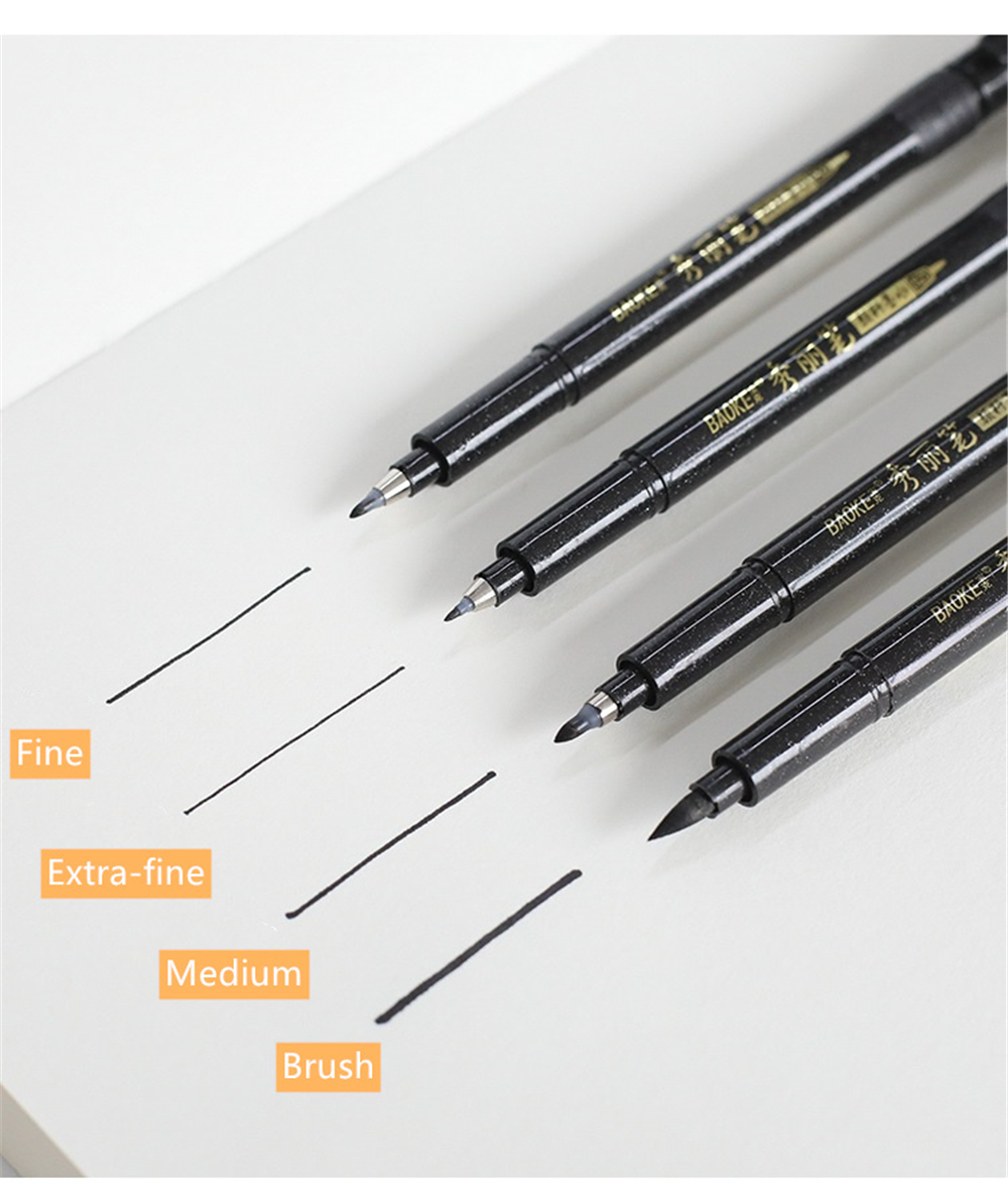 Baoke 12pcs/box Calligraphy Pen Set Addable Ink Flexible Refill Stationery Writing Drawing Signature Art Office Supplies