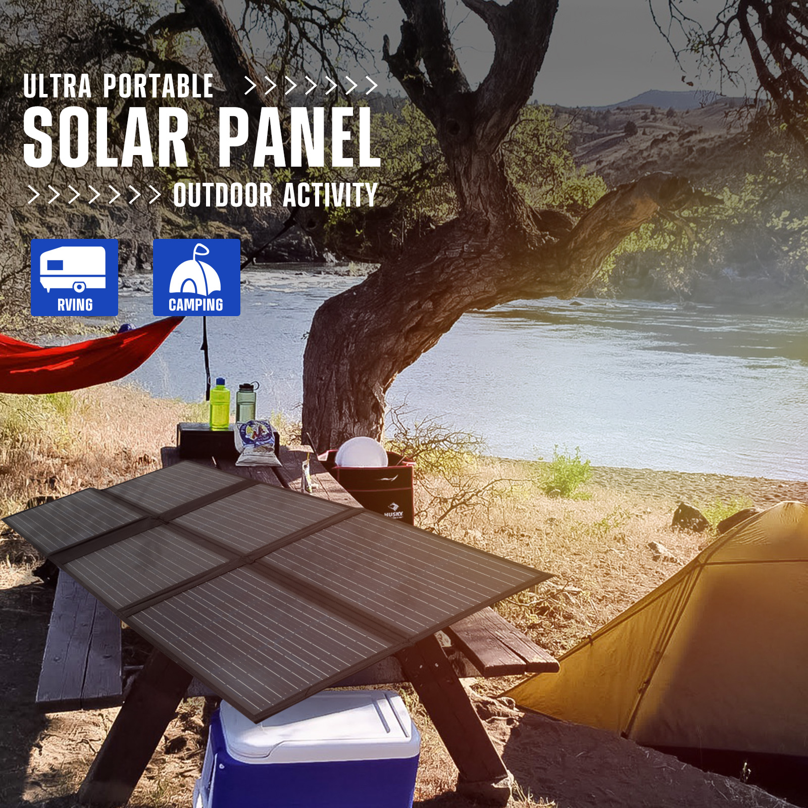 [US Direct] ATEM POWER AP-BLKT-1S 120W Portable Solar Panel Equipped With 20A MPPT Charger Controller Foldable Solar Charger Suitable For Outdoor Camper RV Off Grid
