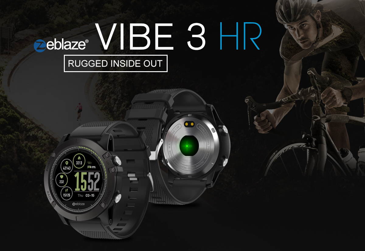 Zeblaze VIBE 3 HR Rugged Inside Out HR Monitor 3D UI All-day Activity Record 1.22' IPS Smart Watch 45