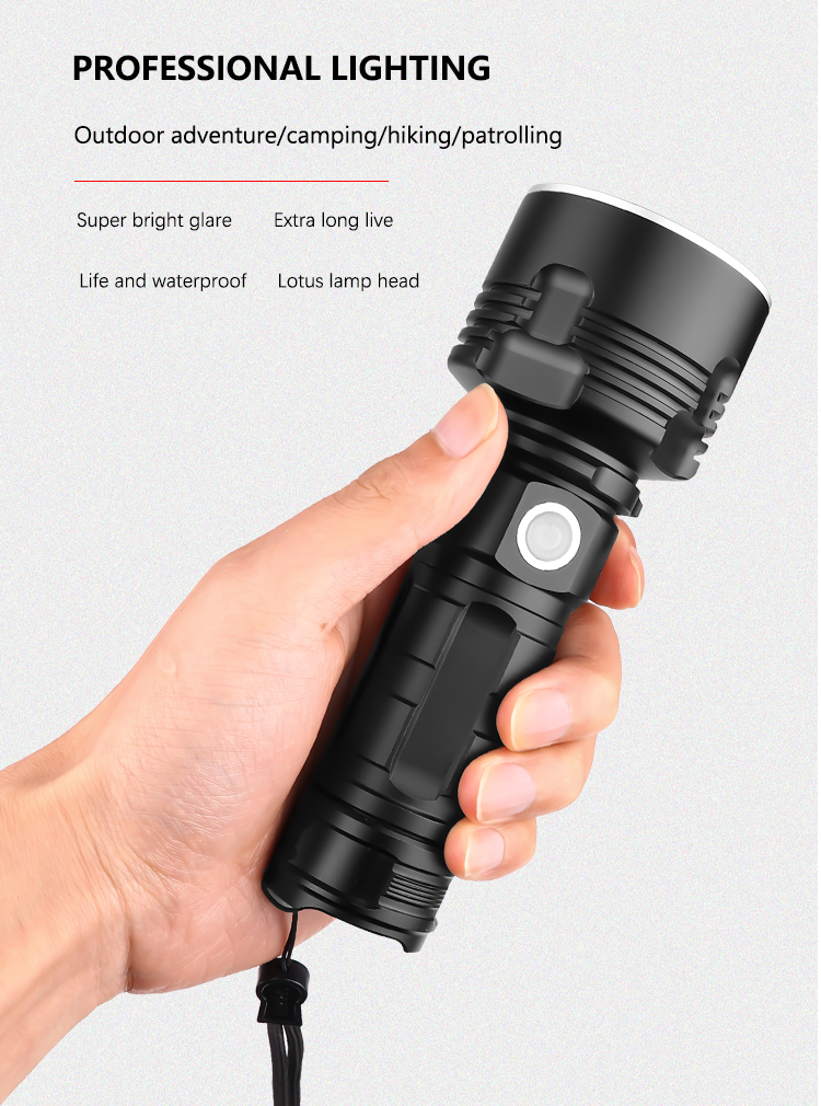 BIKIGHT XHP50 L2 3Modes 1500LM Super Bright LED Flashlight Suit USB Rechargeable LED Torch with 26650 Battery