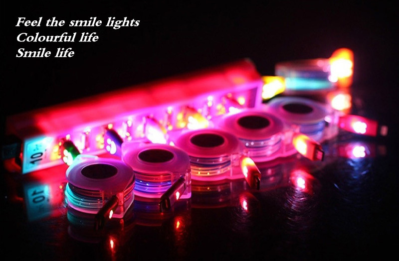 1.0M USB 2.0 to Micro USB Smile LED Charging Data Line for Tablet Cell Phone