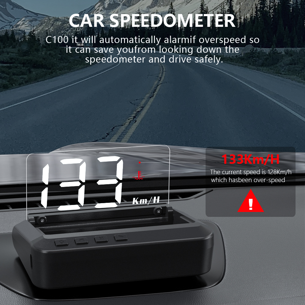 C100 OBD2 HUD Head Up Display Car Speedometer Fuel Consumption EOBD Projector Driving On-board Computer Auto Accessories