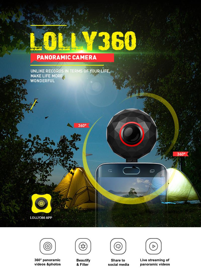 XANES HT-C7 360 Mini Fisheye Lolly Panoramic Camera HD 4K Digital Sports Camera DV WIFI Viedo Camera