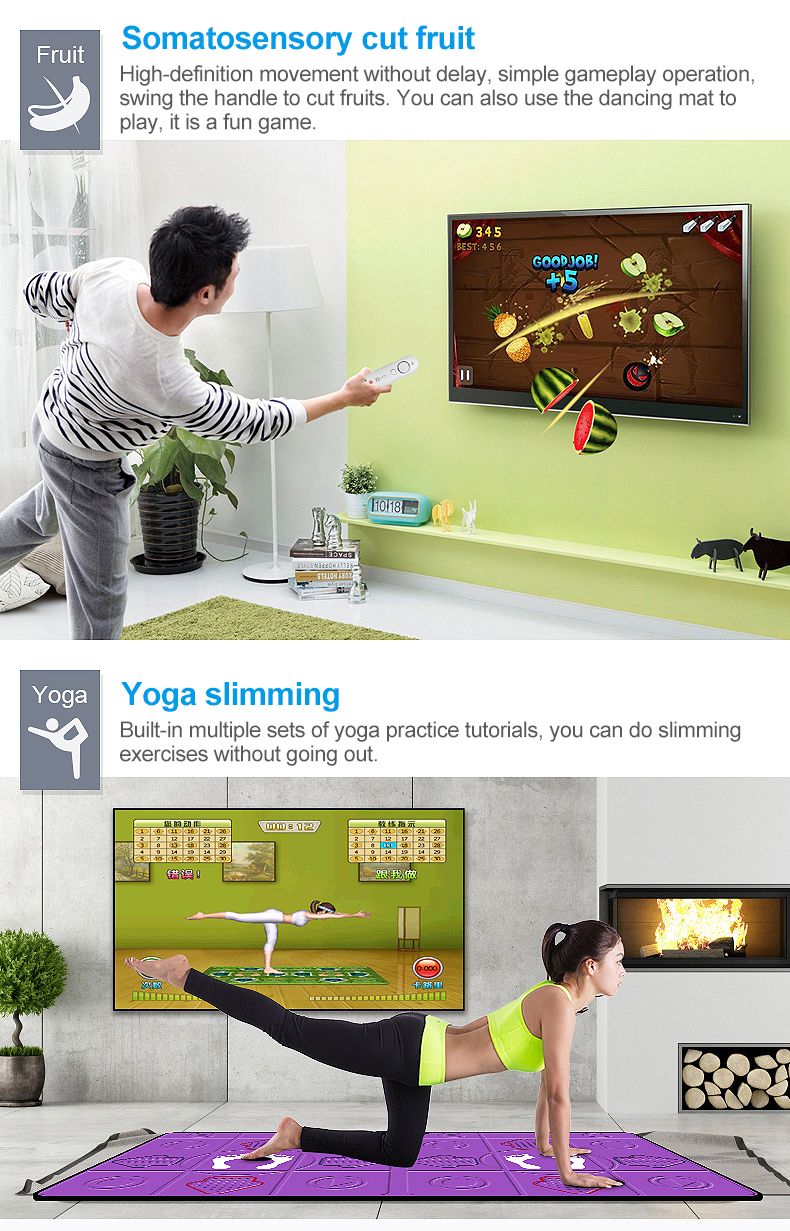 Dual Player Wired Dancing Mat Pad Computer TV Slimming Dance Blanket with Two Somatosensory Gamepad Colored Lights Version
