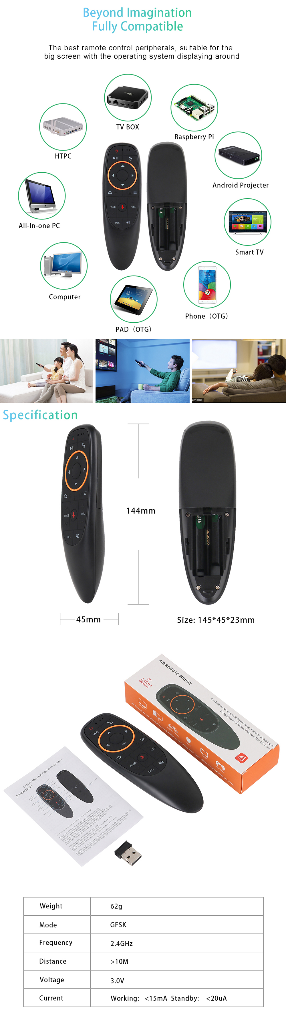 F10 2.4GHz WIFI Googlo Assistant Voice Remote Control Air Mouse 