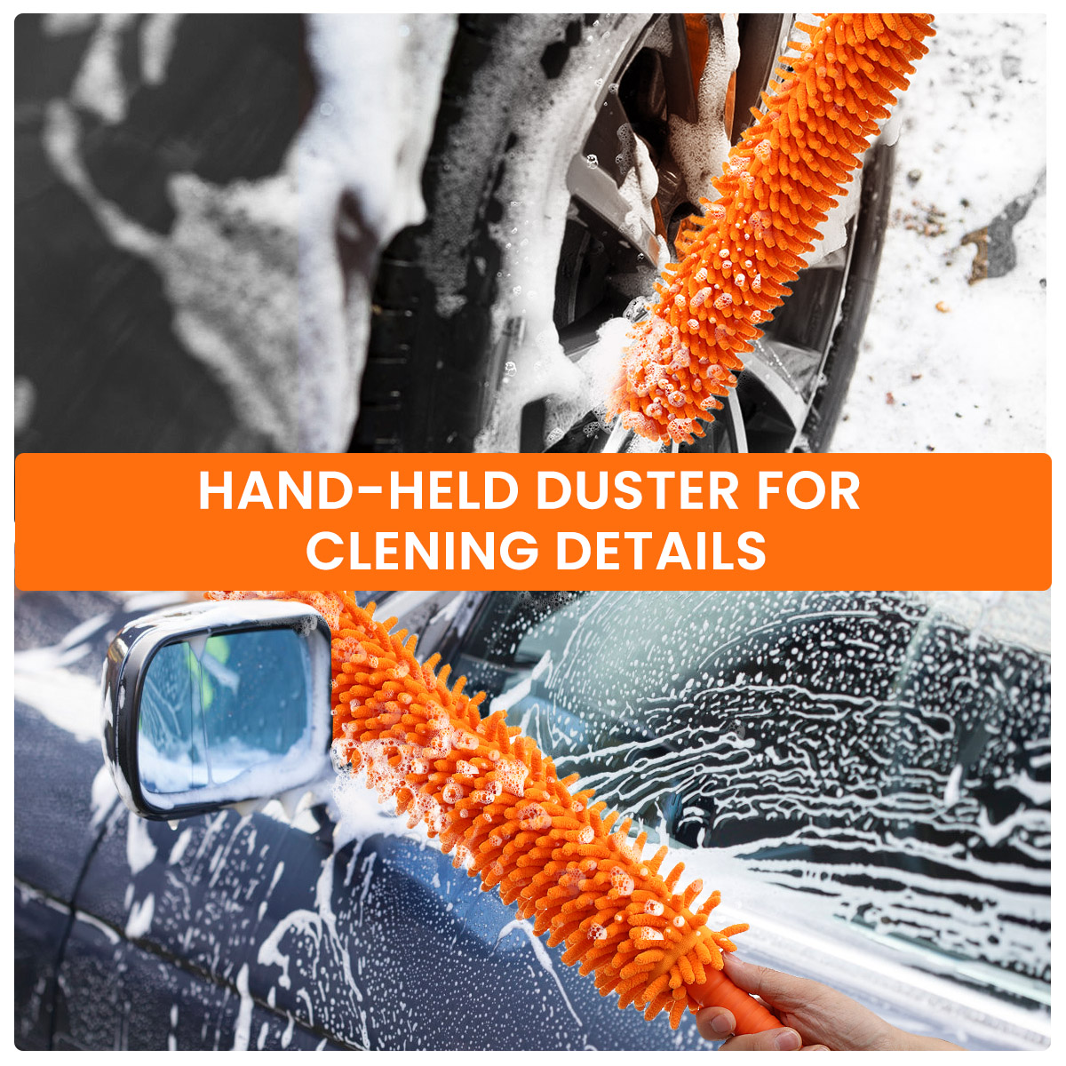 MATCC 62'' 180°Rotation Adjustable Car Wash Mop Brush Kit Long Handle Vehicle Cleaning Tools