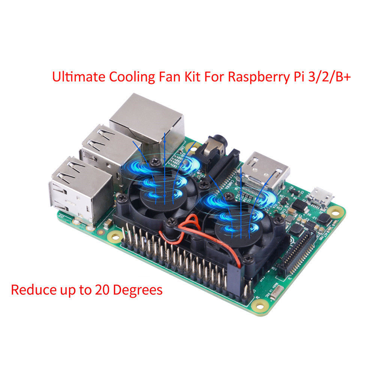 Reroflag Nespi Ultimate Cooling Fan Kit Dual Fans + Heatsinks For Raspberry Pi 3/2/B+ 15