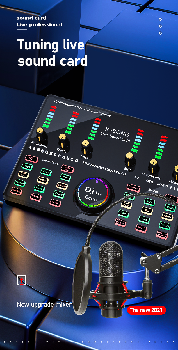 Microphone Sound Recording Microphone Kit With DJ10 Sound Card For Radio Braodcasting Singing Recording KTV Karaoke Mic Kit