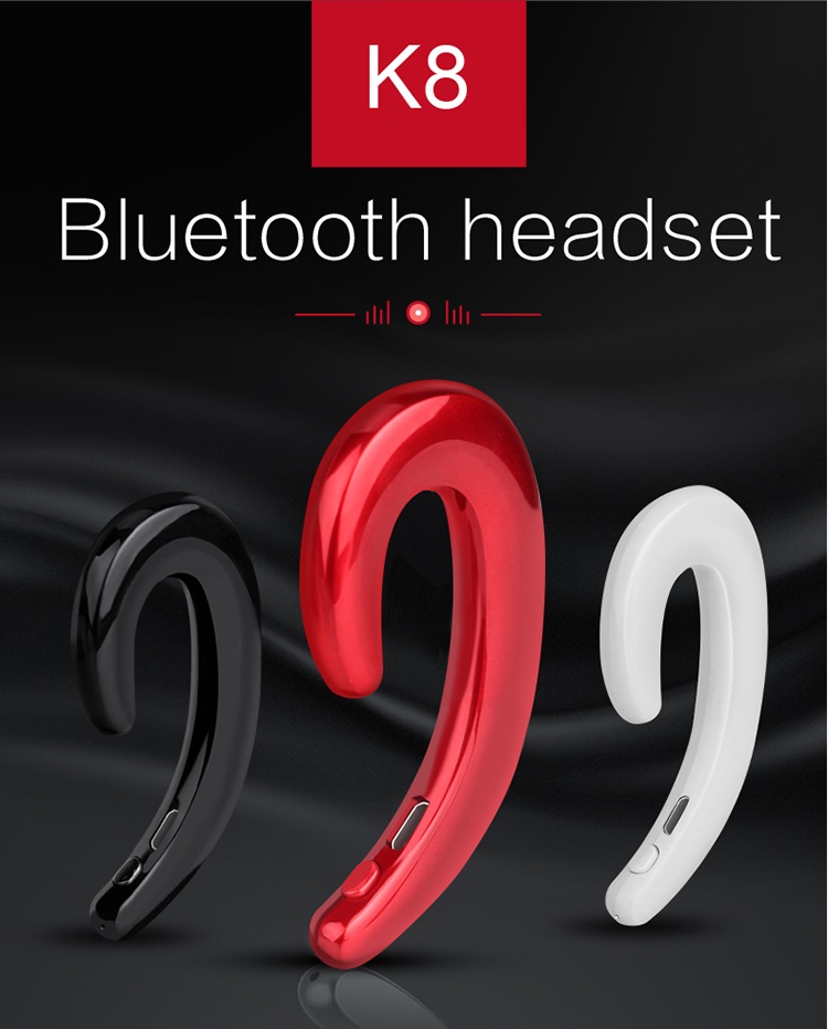 K8 Bone Conduction Earhook Wireless Bluetooth Earphone Noise Cancelling Stereo Headphone with Mic