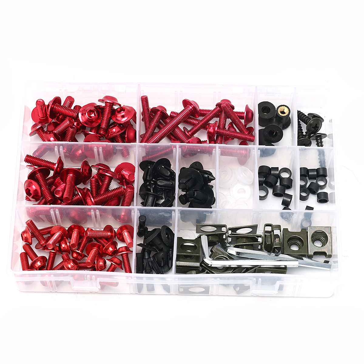 CNC Alloy Motorcycle Complete Fairing Bolt Bodywork Screws Nuts Kit For Kawasaki Red