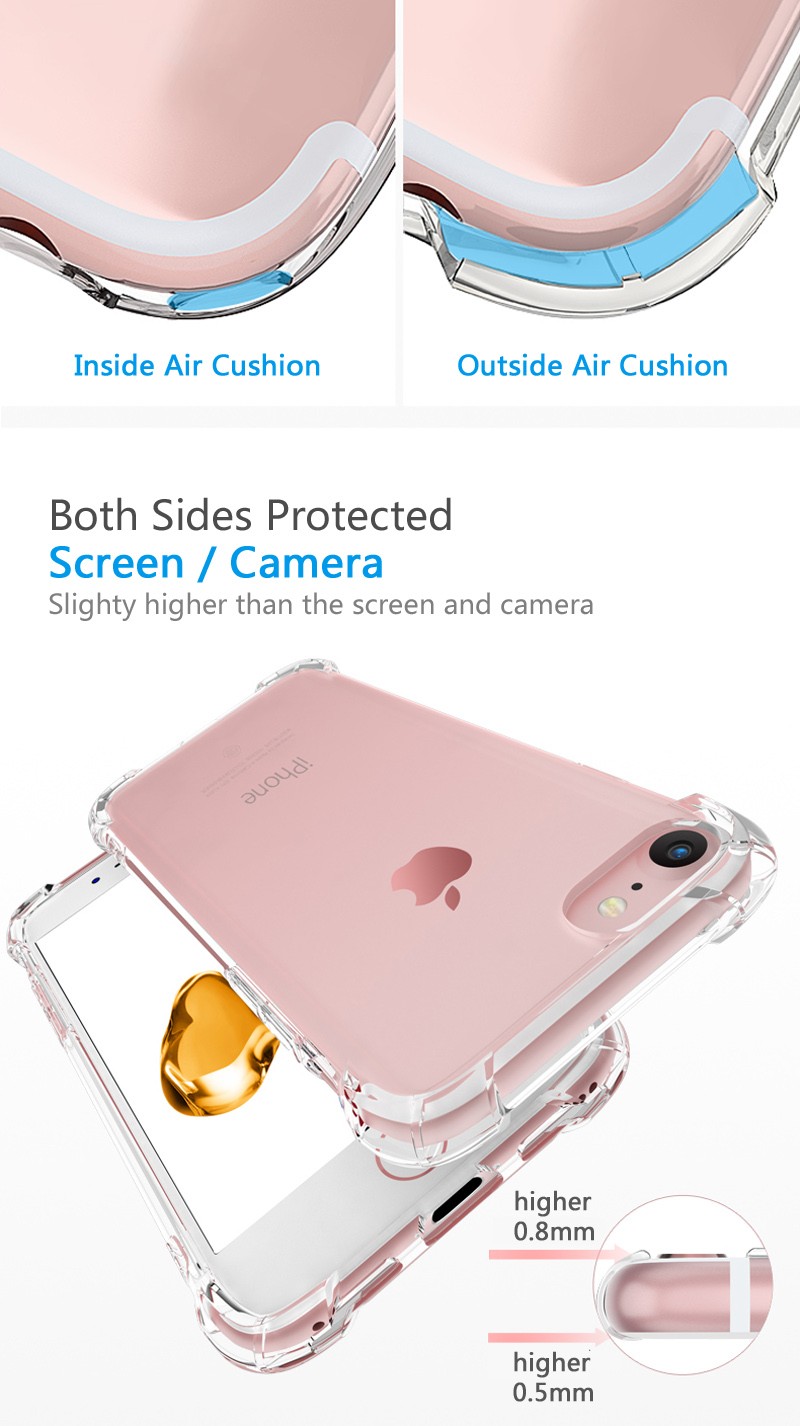 Air Cushion Soft TPU Transparent Shockproof Protective Case For iPhone 7 / for iPhone 8 / for iPhone SE 2020