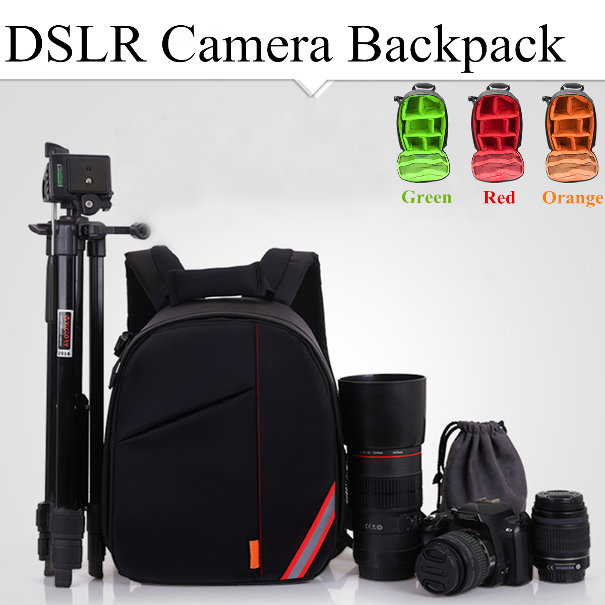 Waterproof Shoulder Bag Backpack Rucksack With Reflective Stripe For DSLR Camera 28
