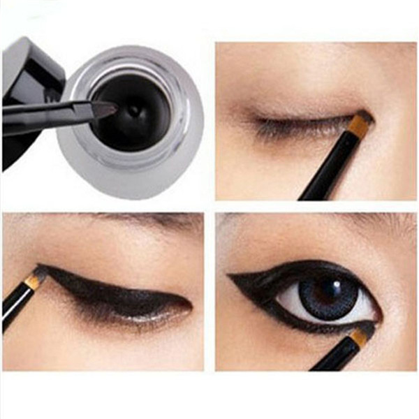 Black Waterproof Eyeliner Gel Cream Long-lasting Brush Eye Makeup Set