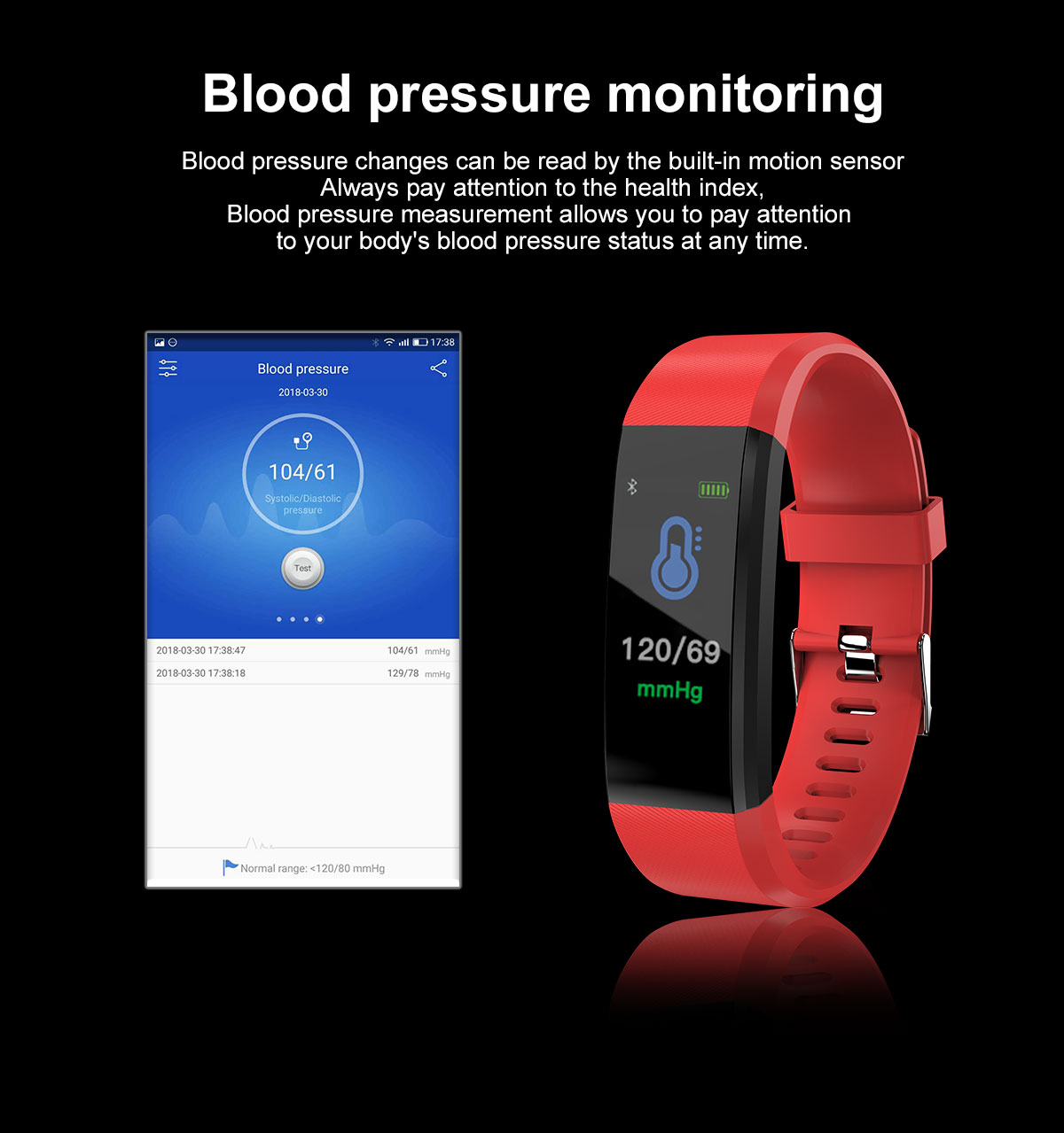 Bakeey ID115 Plus Blood Pressure Heart Rate Monitor Fitness Tracker bluetooth Sport Smart Wristband 82