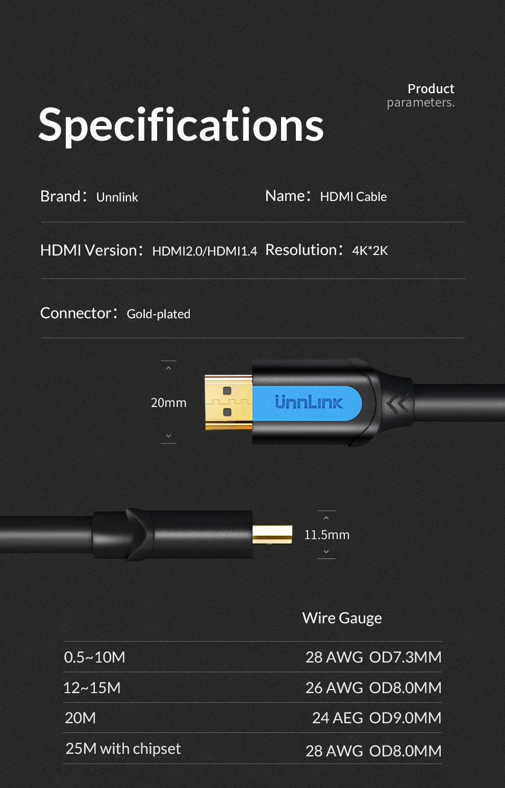 Unnlink UHD 4K@60Hz 2.2 HDR 2.0 High Defination Multimedia Interface Data Cable HDCP Switch Splitter for Projecter TV Computer Laptop