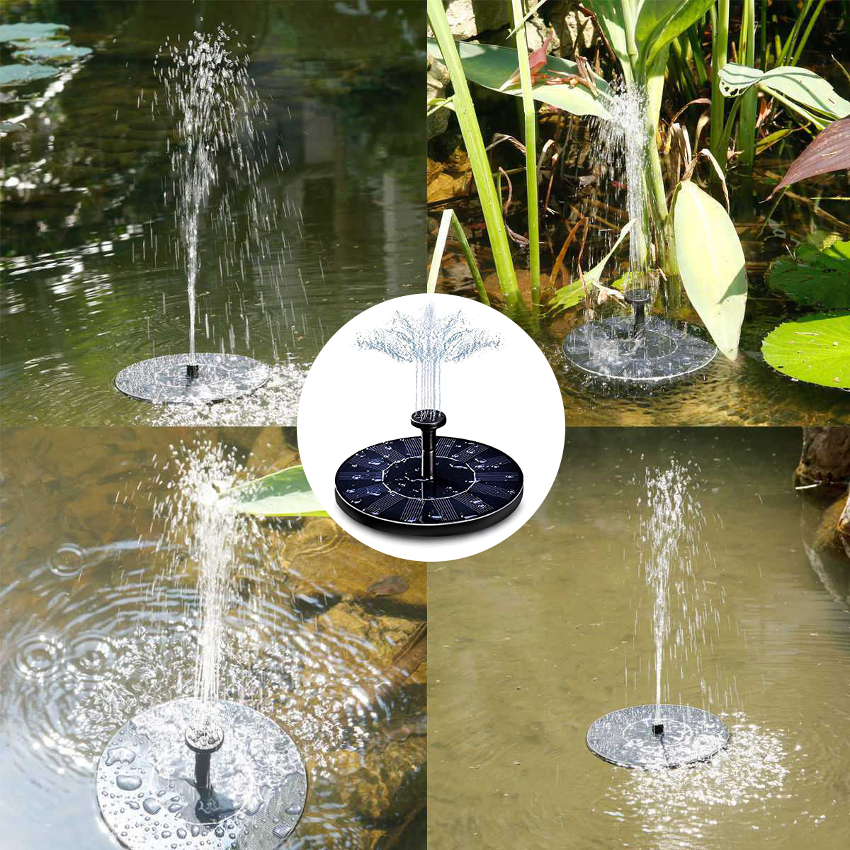 13cm 1.2W Solar Powered Floating Pump Water Fountain Home Garden Birdbath Pool