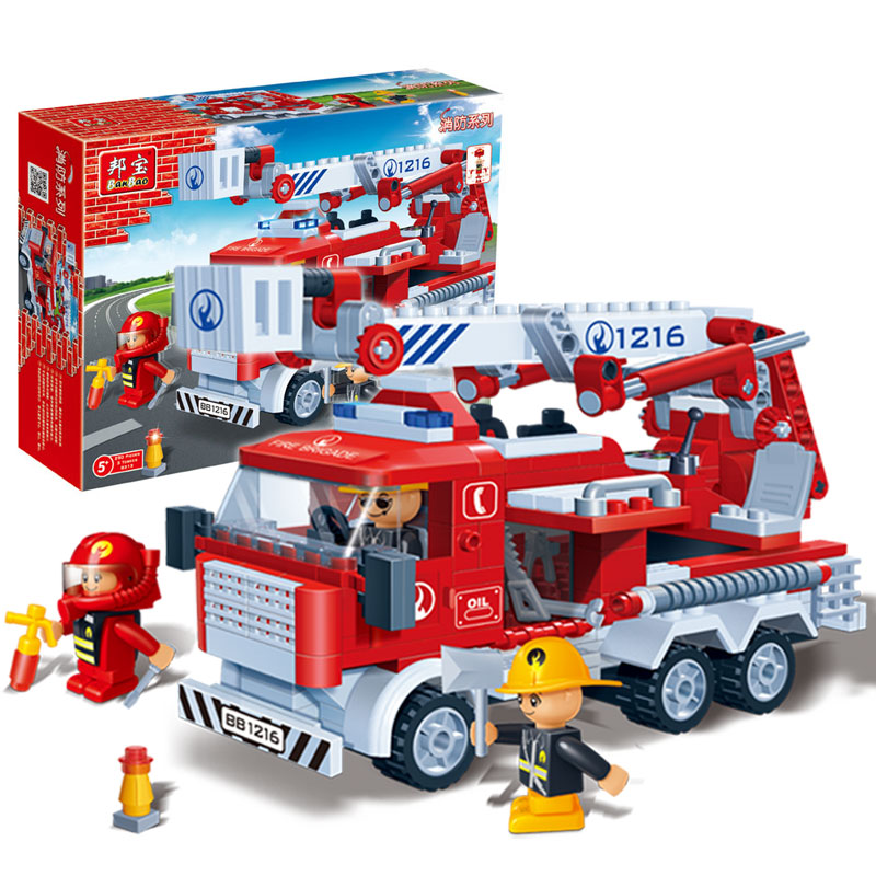 

BanBao Fire Fighting Ladder Truck Bricks Обучающие строительные блоки Модель игрушек, совместимая с Le go