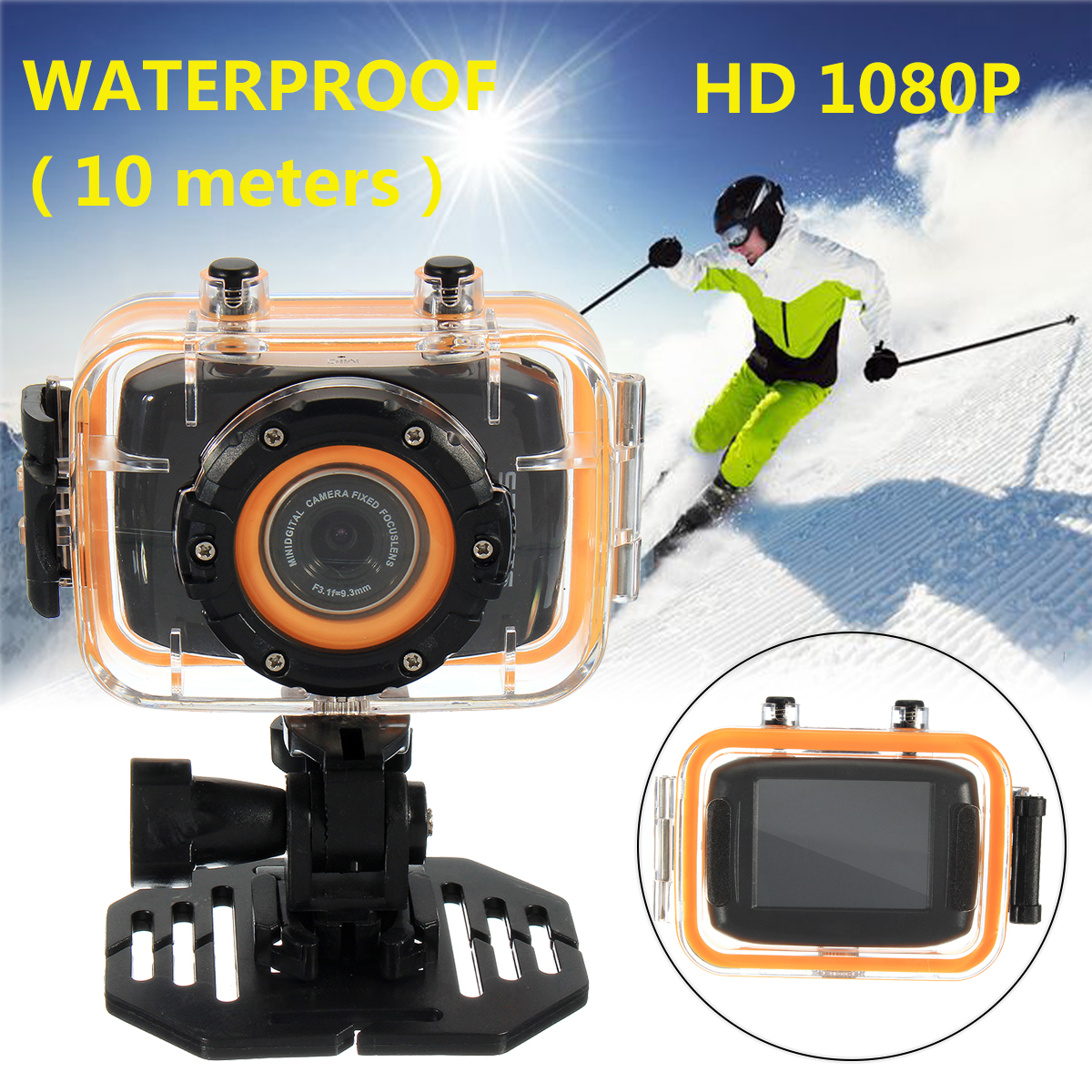W108 2 Inch 1080P HD Sport CameraMini Car Action 10 Meters Waterproof Buit-in Lithium Battery