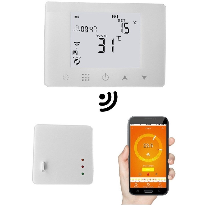 

WiFi & RF Wireless Room Thermostat Wall-hung Gas Boiler Heating Remote Control Thermometer Weekly Programmable