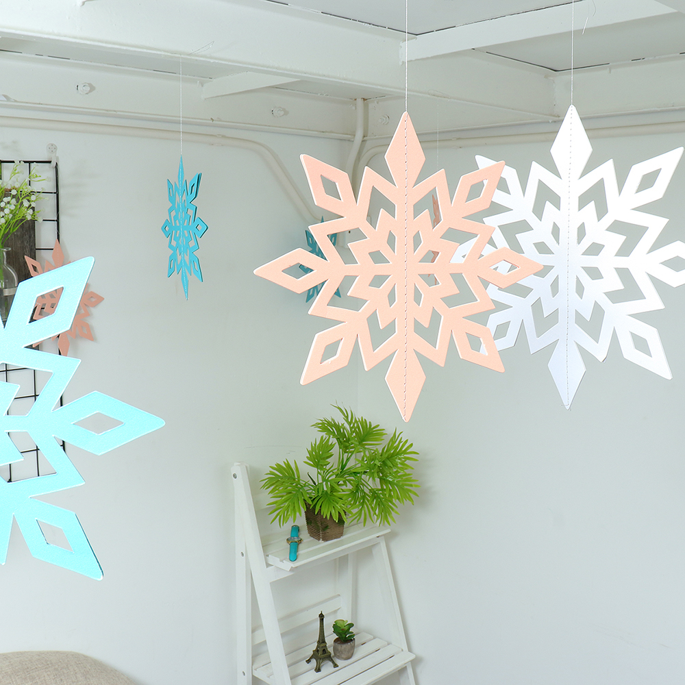 6PCS 3D Snowflake Paper Hanging Ornament Kit Christmas Decoration Toys Home Party 