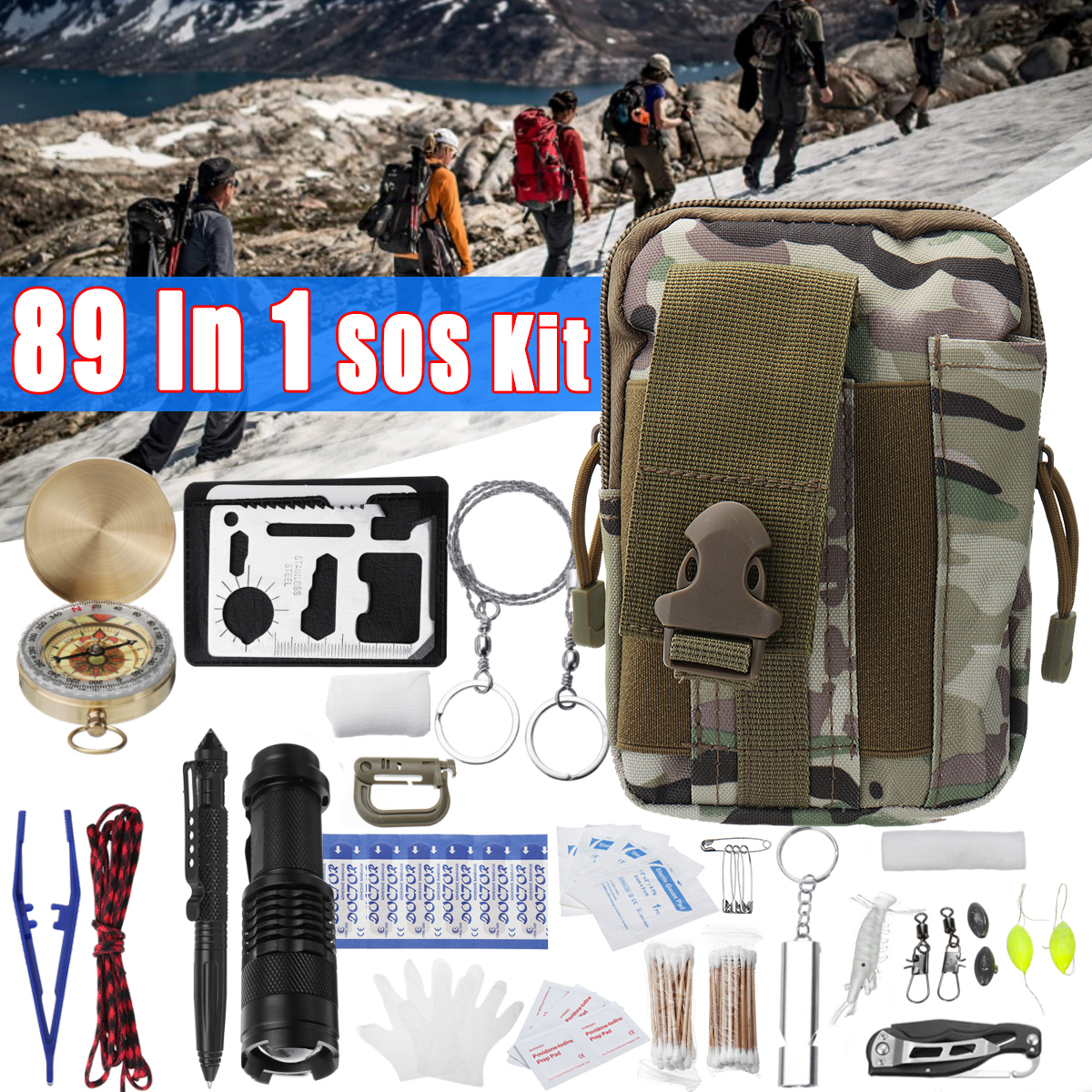 Emergency Survival SOS Kit EDC Tools Gadget Set Camping First Aid Emergency Collection