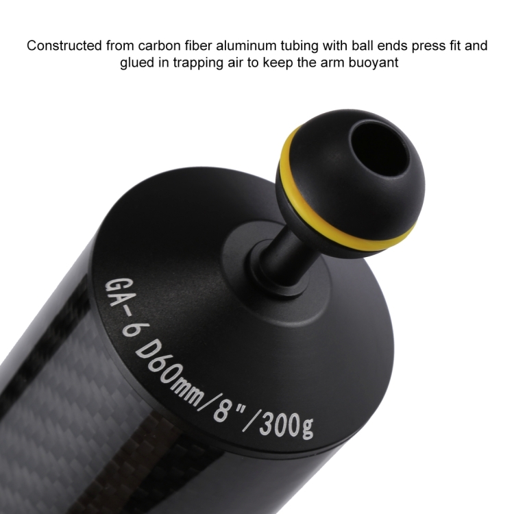 PULUZ PU3027 Double Ball Head 60mm Buoyancy Arm for Underwater Diving Photography