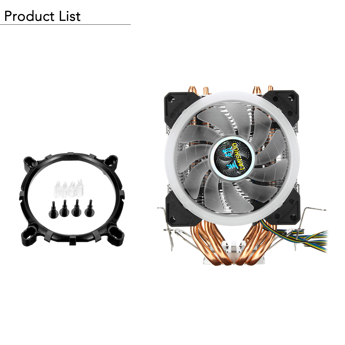 4Pin Three Fans 4-Heatpipes Colorful Backlit CPU Cooling Fan Cooler Heatsink For Intel AMD 14