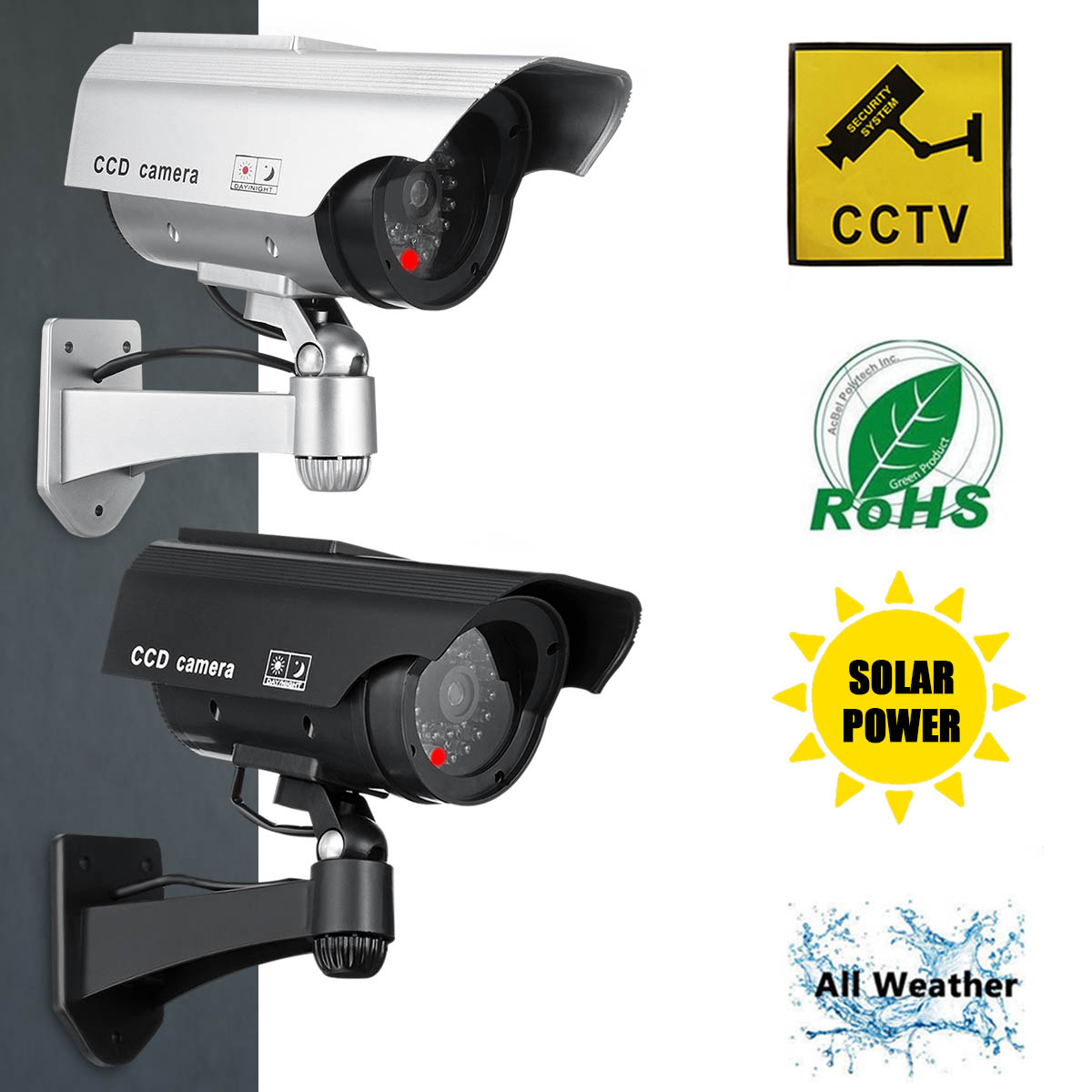 Solar Power Fake Camera CCTV Realistic Flashing IR Dummy Security Camera Blinking 61