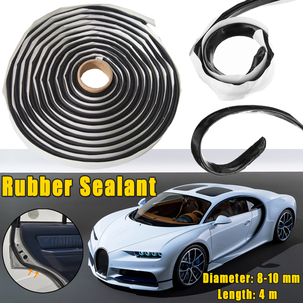 Car Rubber Sealant 4 Meters Butyl Glue Headlight Windshield Retrofit Reseal Hid Headlamps Taillight Shield Glue Tapes