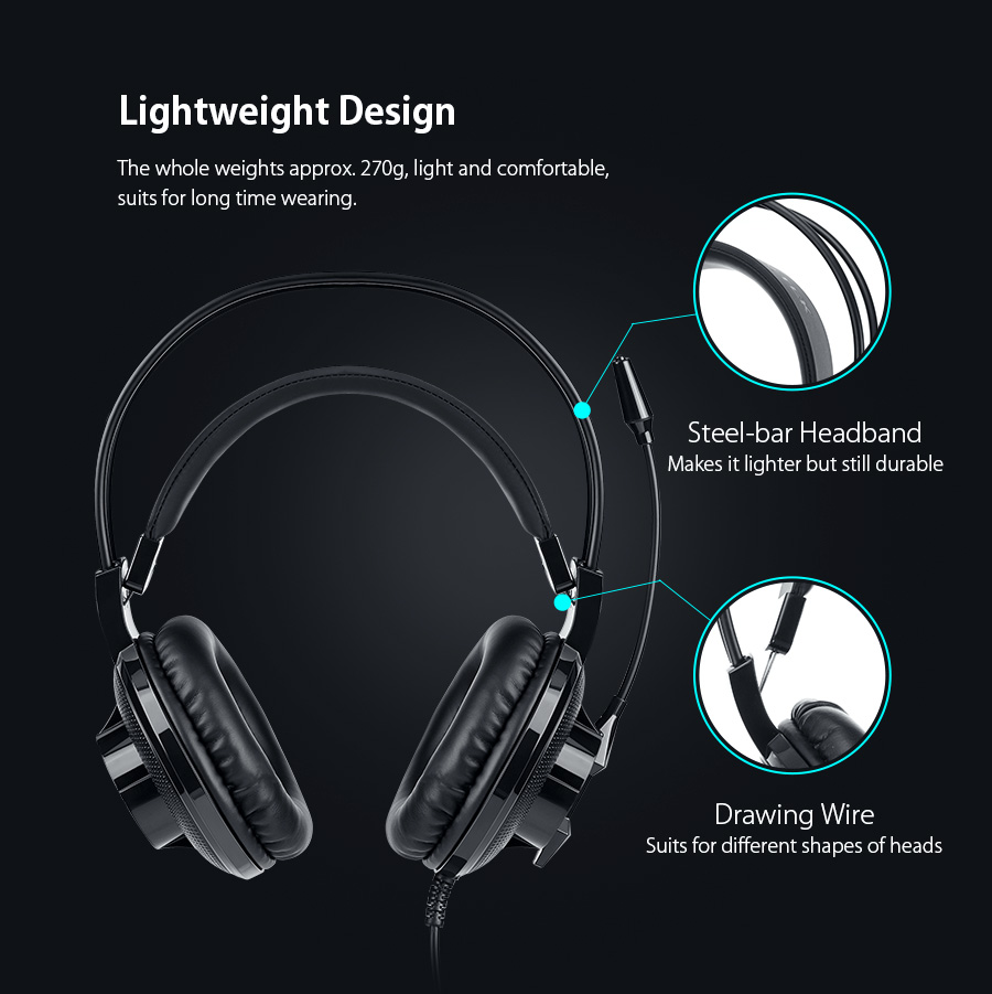 MantisTek® GH1 3.5mm Audio Light Weight Wired Control Omni Directional Microphone Gaming Headphone 22