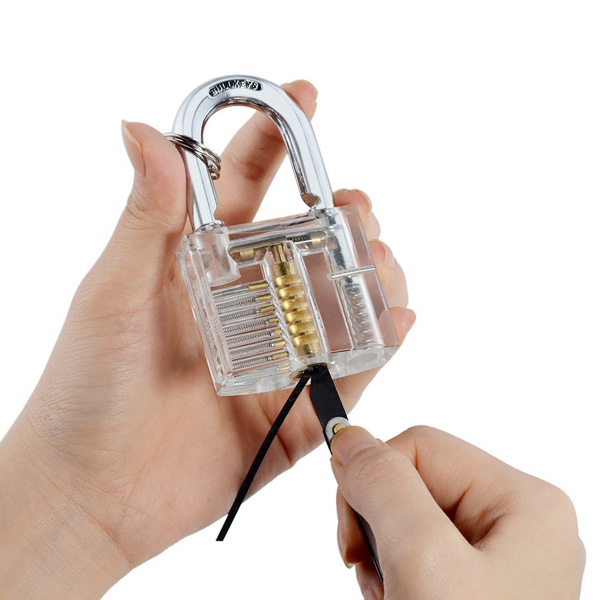 DANIU Transparent Practice Padlock with 12pcs Unlocking Lock Picks Set Key Extractor Tools 24