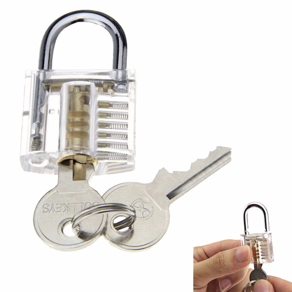 DANIU Transparent Practice Padlock with 12pcs Unlocking Lock Picks Set Key Extractor Tools 13