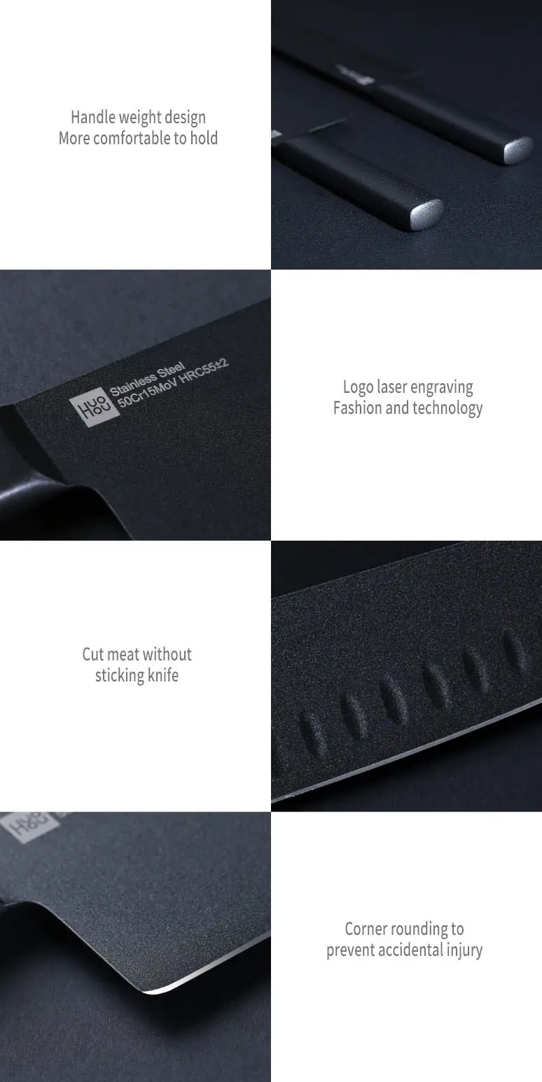Xiaomi Mijia Cool Black Non-Stick Knife Stainless Steel Knife Set 