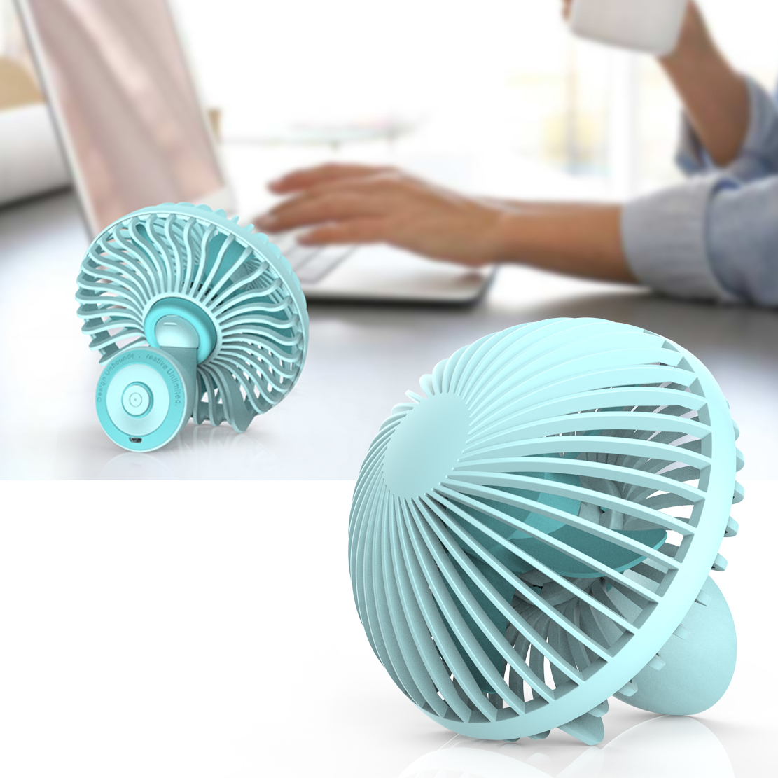 Loskii HF-200 Portable Mini Electronic Desktop Mushroom Shape Summer Cooling Fan 2 Grade Adjustment USB Charging Fan 70