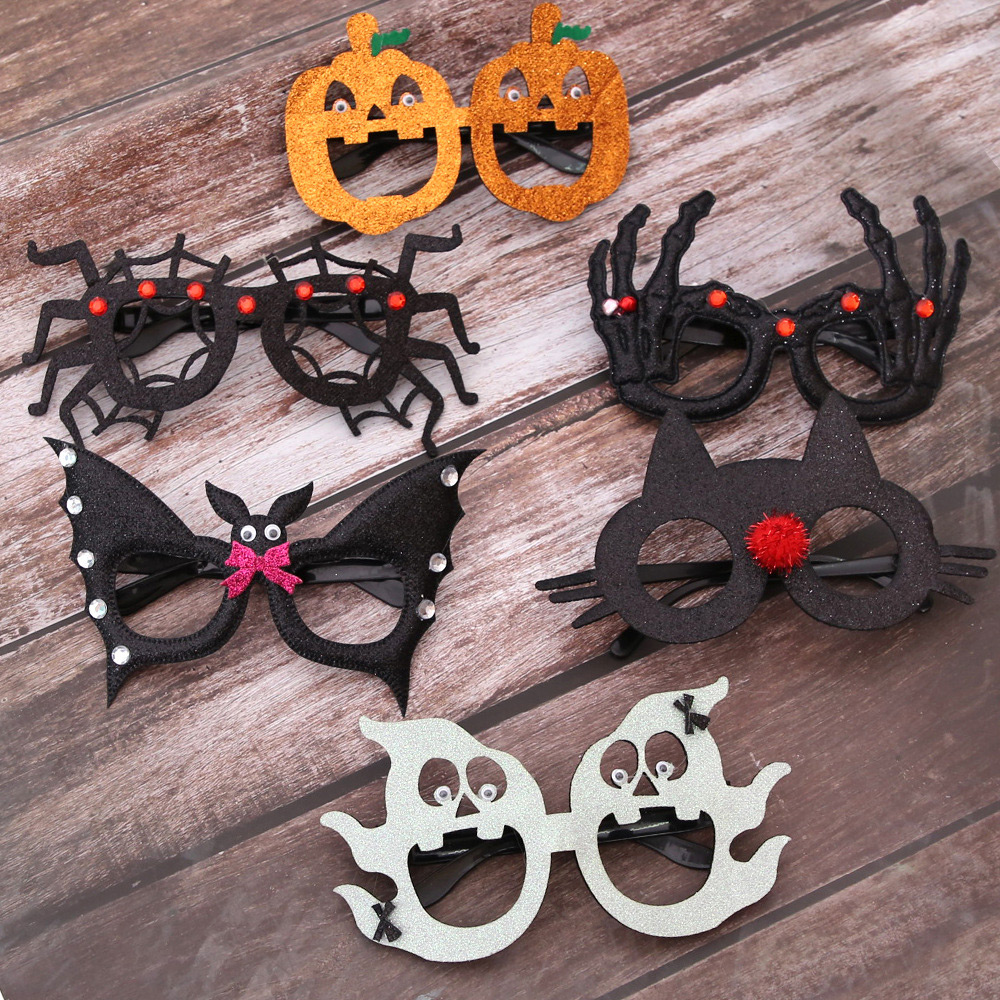 Unisex Felt Cloth Halloween Glasses Children Spider Pumpkin Skull Funny Party Decoration Glasses